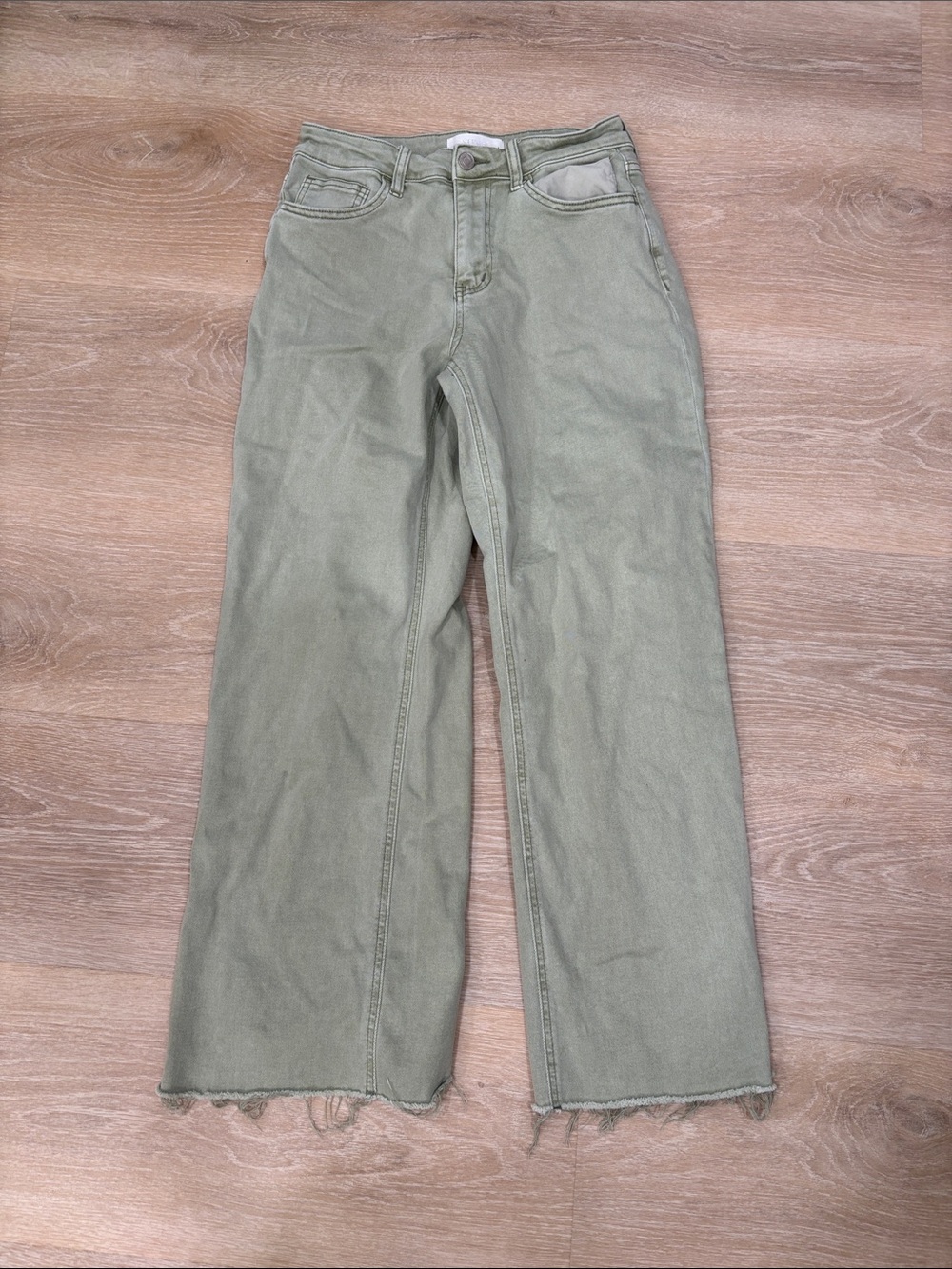 Vervet Blue Women's Raw Hem Wide Leg Green Jeans - Picture 1 of 4